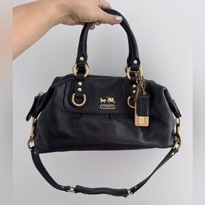 Coach Black Satchel with Gold Accents